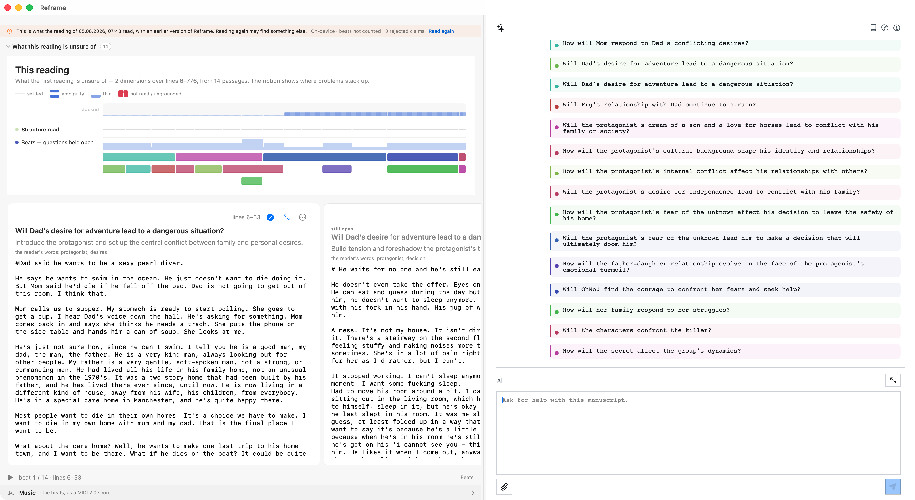 Reframe showing the successful /threads uncertainty result on the external display